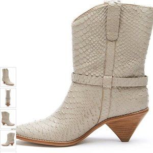 MATISSE Ivory Croc-Embossed Fair Lady Leather Cowboy Boot - BRAND NEW